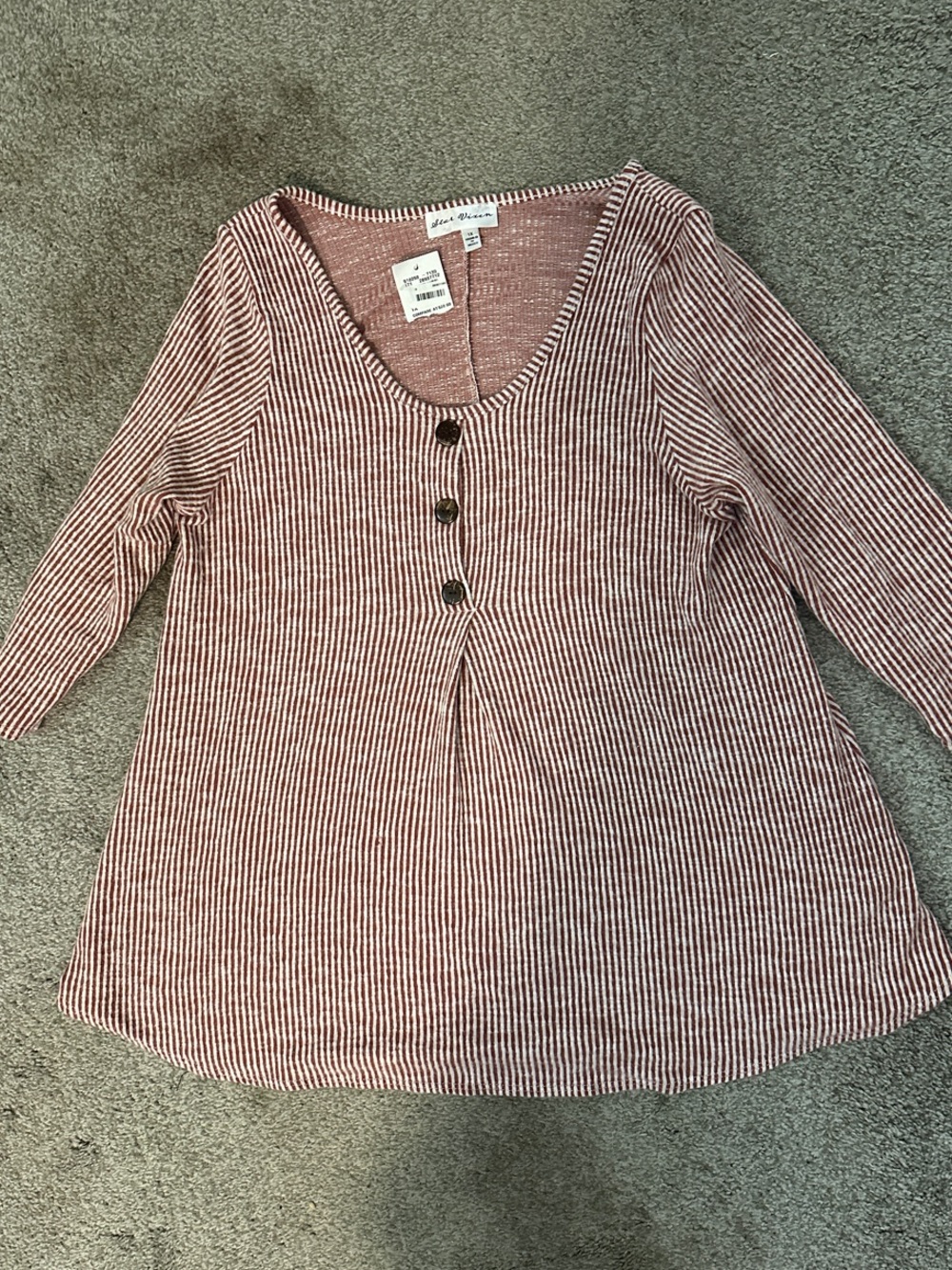 Star Vixen Red and White Striped Henley Tunic